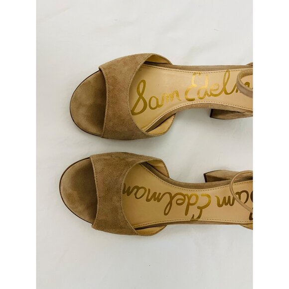 Sam Edelman Womens Susie Ankle Strap Block Heel Sandals Size 10M Beige Leather - Picture 8 of 9
